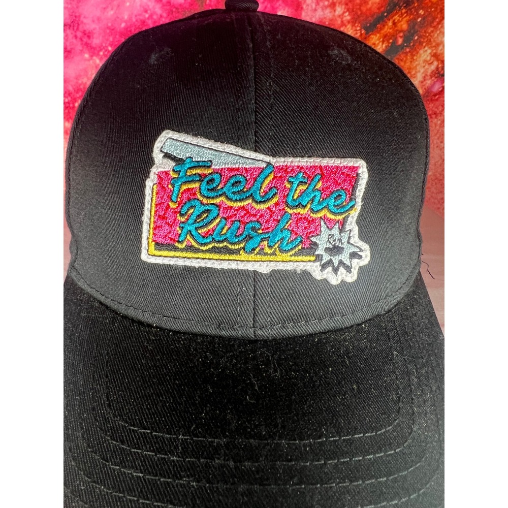 Port Authority Feel the Rush Black Snapback Hat Baseball Cap Embroidered Patch